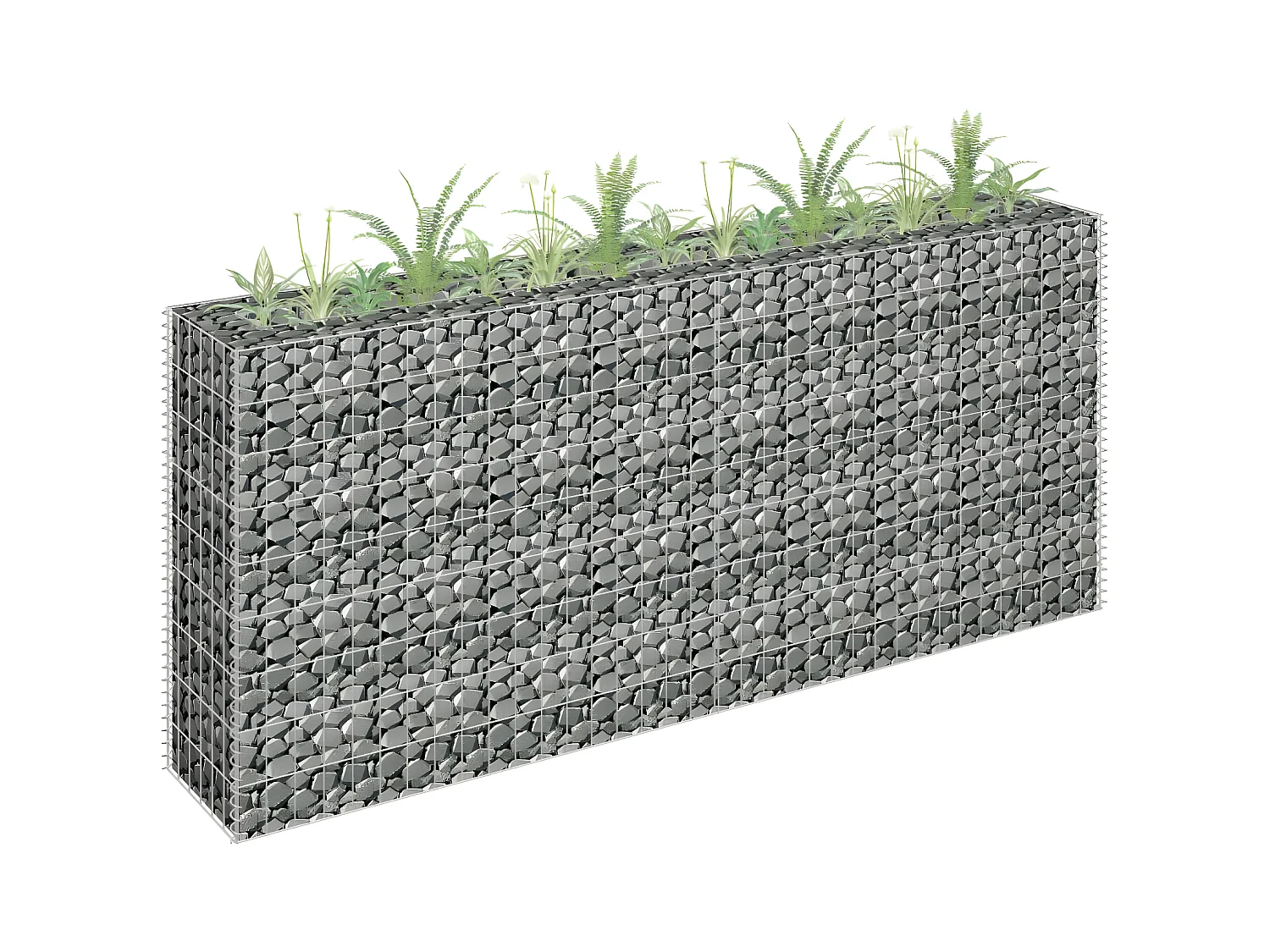 Lit surélevé à gabion Acier galvanisé 180x30x90 cm WVGQ9756