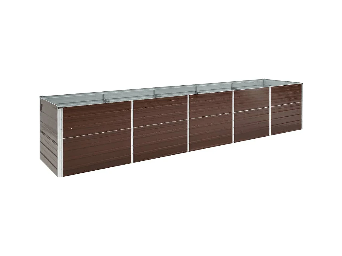Jardinera de jardín de acero galvanizado marrón 400x80x77 cm ES88458