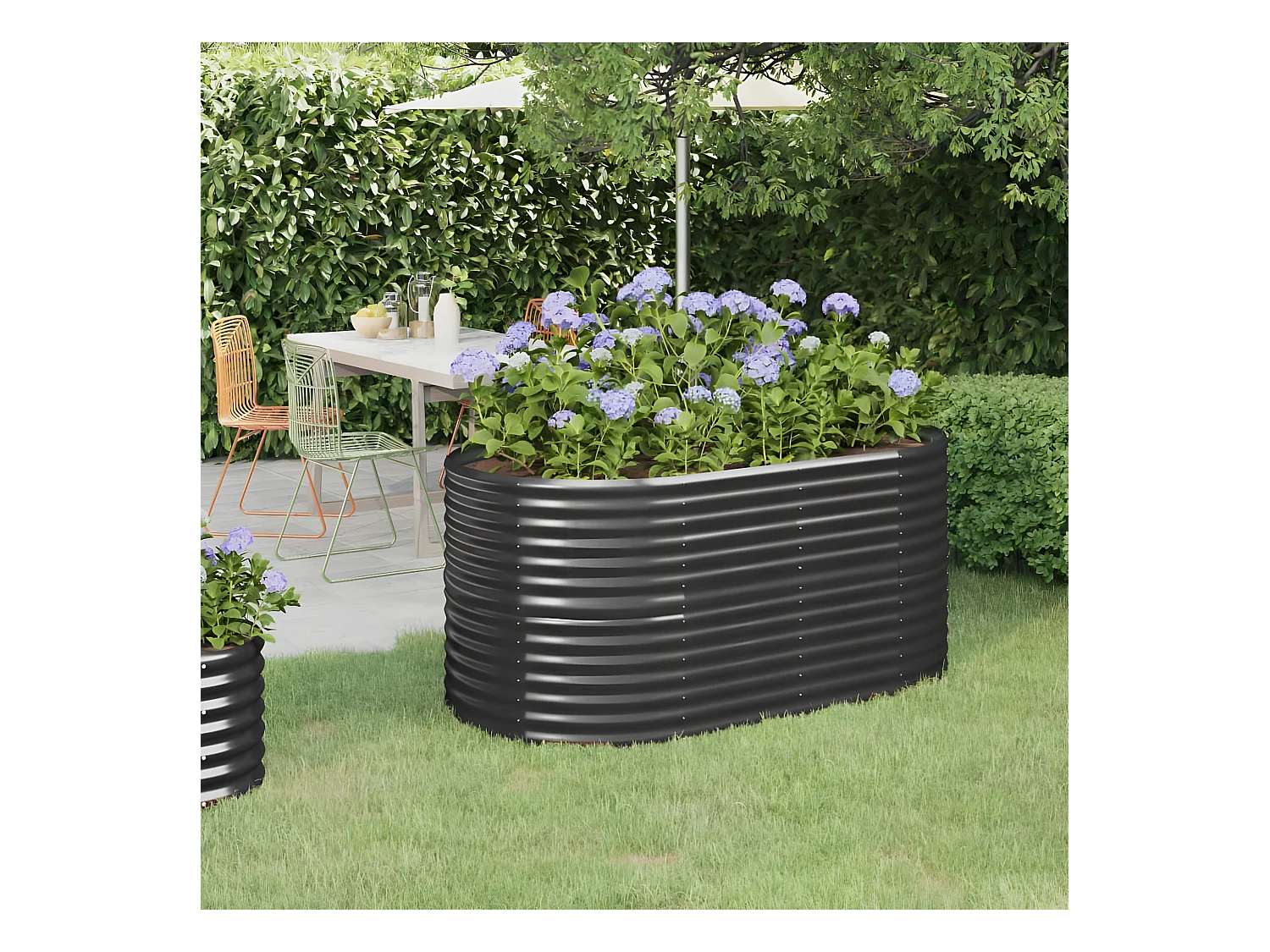 Jardinera arriate acero recubierto polvo antracita 152x80x68 cm ES43592