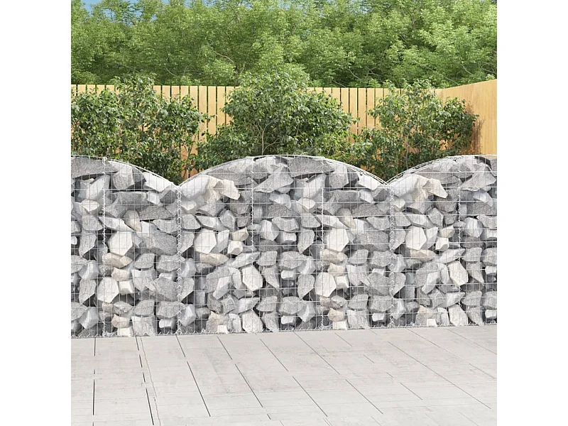 Cesta gaviones forma arco hierro galvanizado 150x30x100/120 cm ES58991