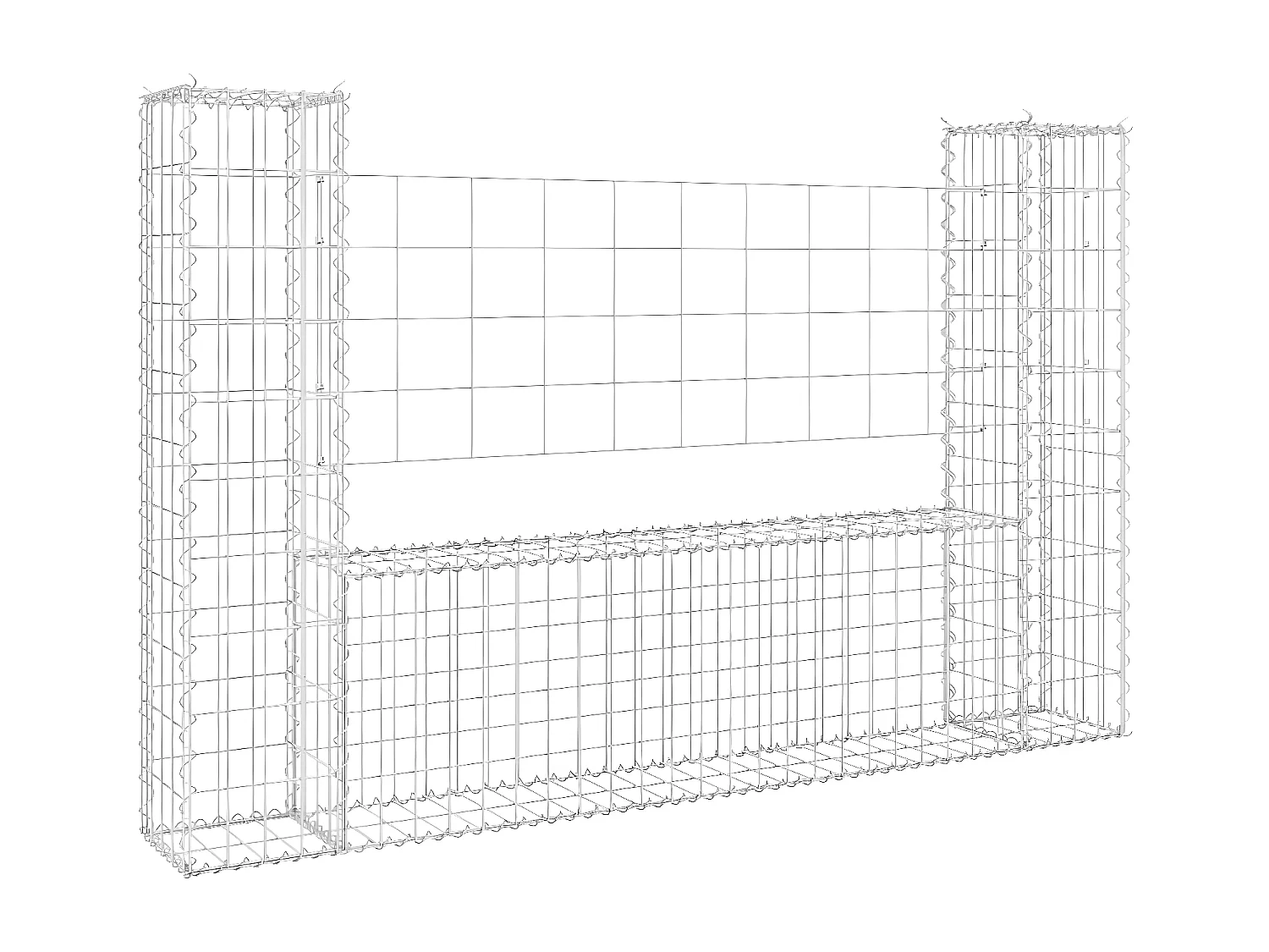 Cesta de gaviones forma de U 2 postes de hierro 140x20x100 cm ES53404