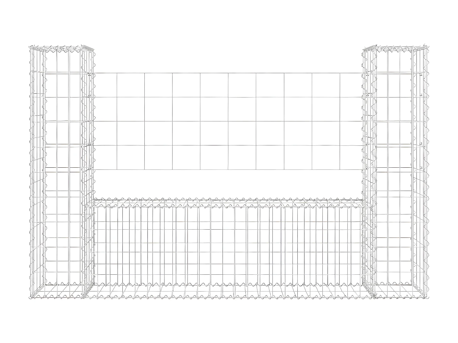 Mur de gabion en forme de U avec 2 poteaux Fer 140x20x100 cm WVGQ8178