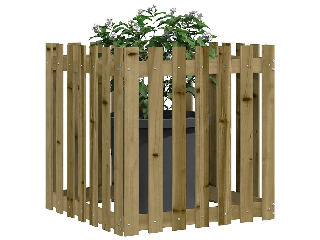 Jardinera diseño de valla madera de pino impregnada 70x70x70 cm ES31821