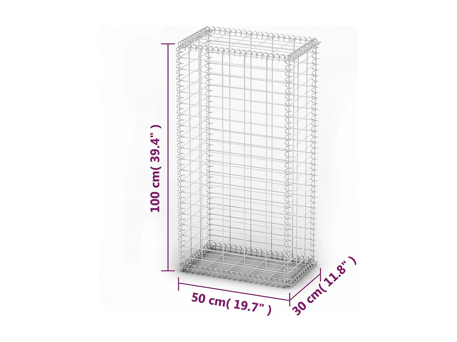 Mur de gabion avec couvercle Fil galvanisé 100 x 50 x 30 cm  WVGQ4347