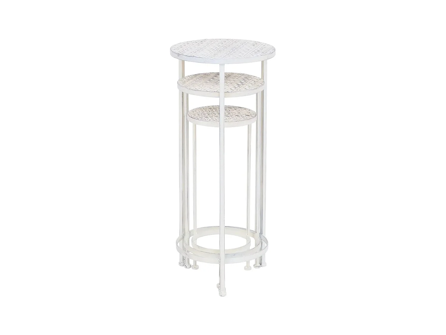 Jardinière Support de plantes 3 pcs Style vintage Métal Blanc antique BE3821