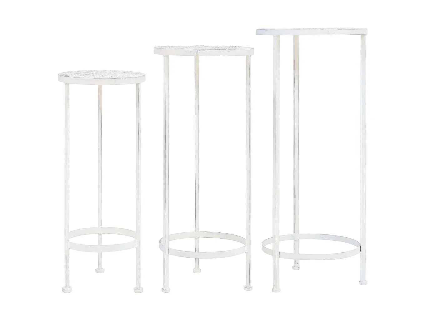 Jardinière Support de plantes 3 pcs Style vintage Métal Blanc antique BE3821