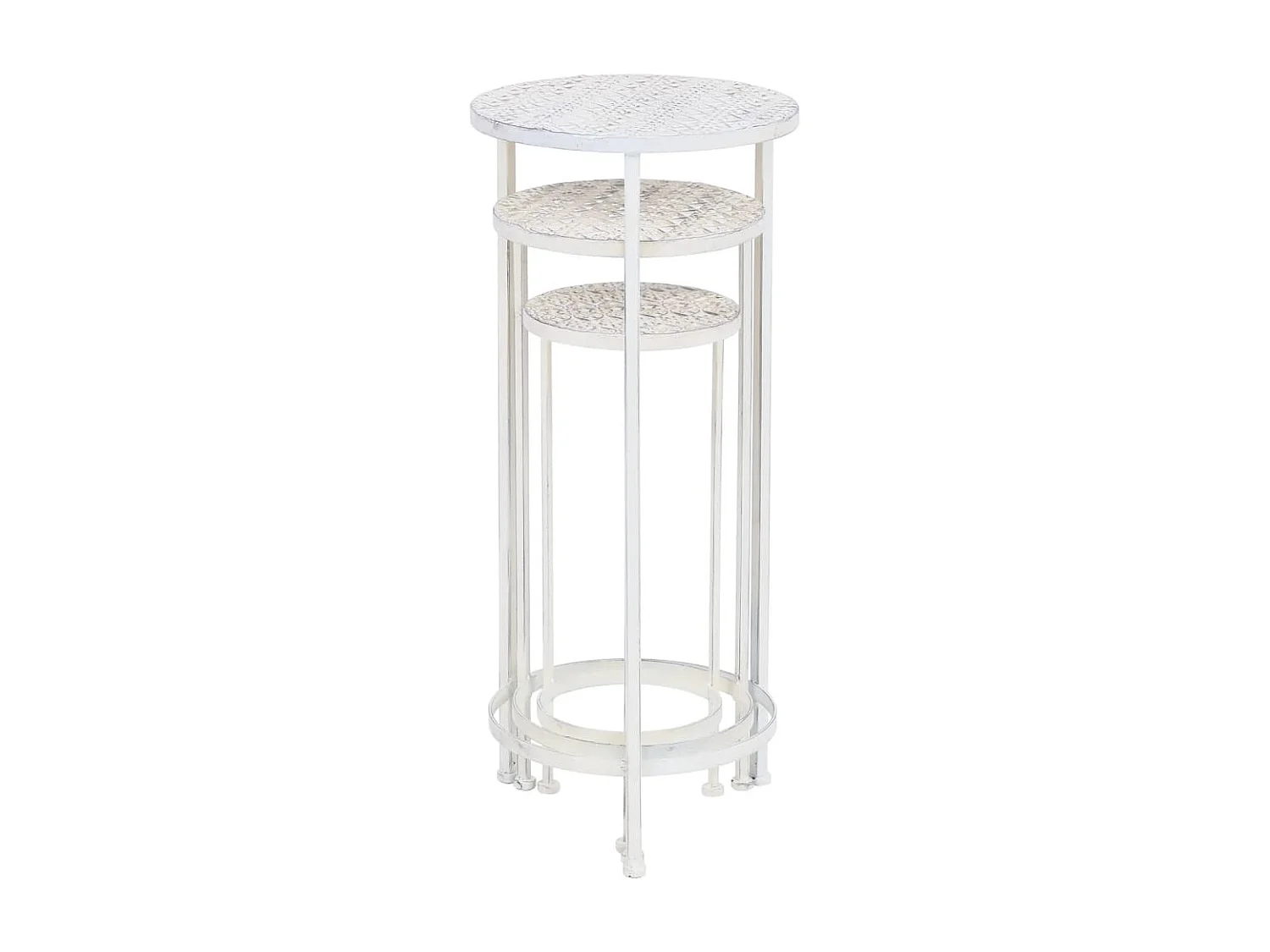 Jardinière Support de plantes 3 pcs Style vintage Métal Blanc antique BE3821