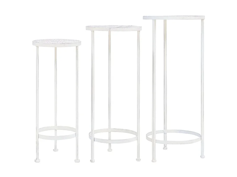 Jardinière Support de plantes 3 pcs Style vintage Métal Blanc antique BE3821