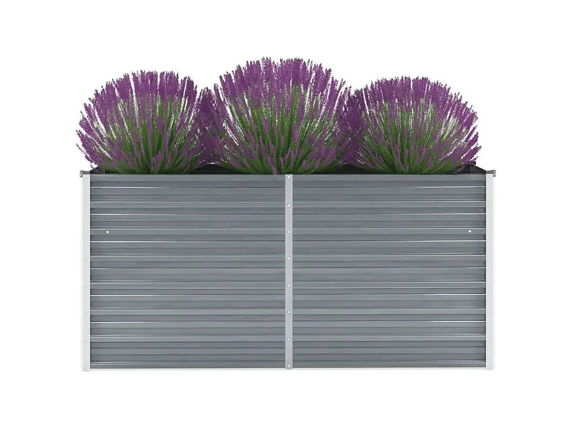 Jardinera de jardín de acero galvanizado gris 160x40x77 cm ES37565