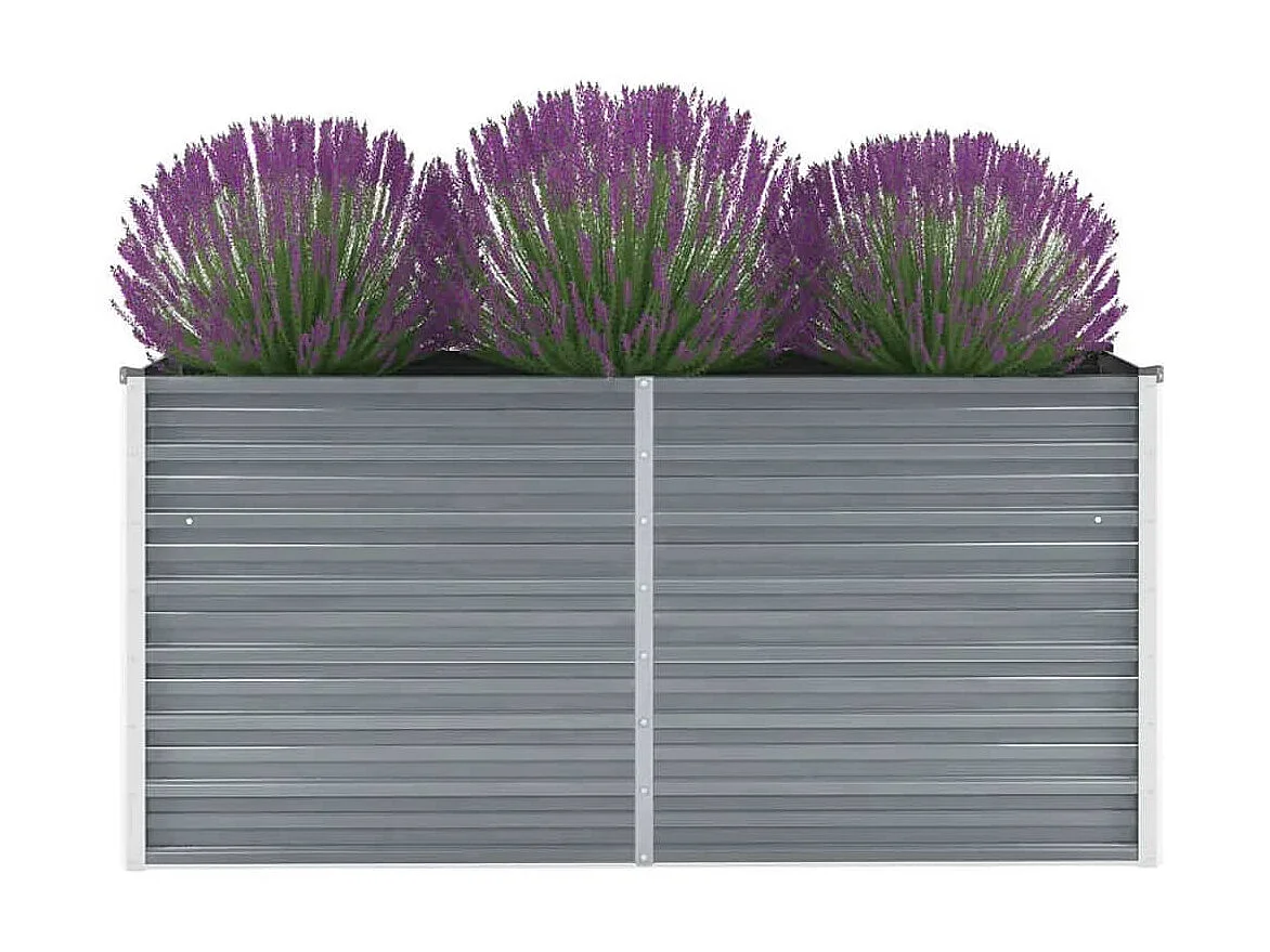 Jardinera de jardín de acero galvanizado gris 160x40x77 cm ES37565