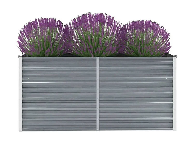 Jardinera de jardín de acero galvanizado gris 160x40x77 cm ES37565