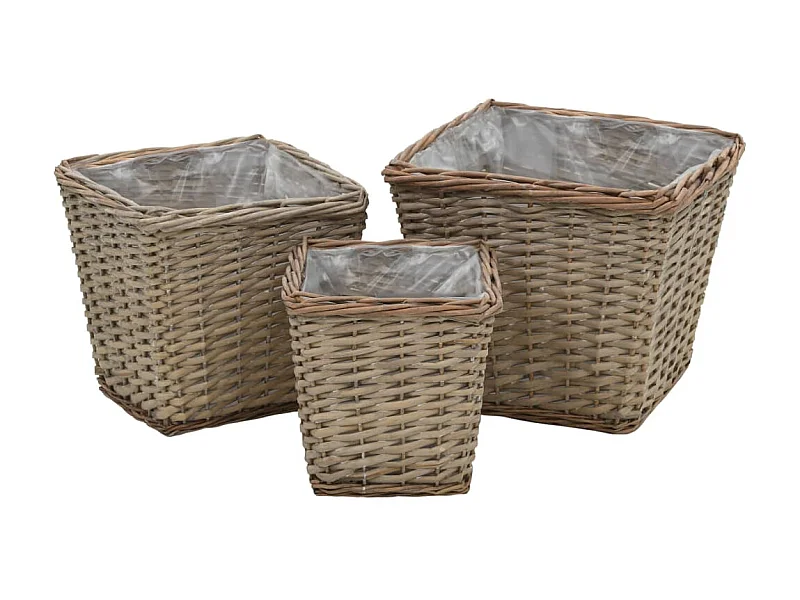 Cestos para vasos 3 pcs vime com forro em PE PT134786