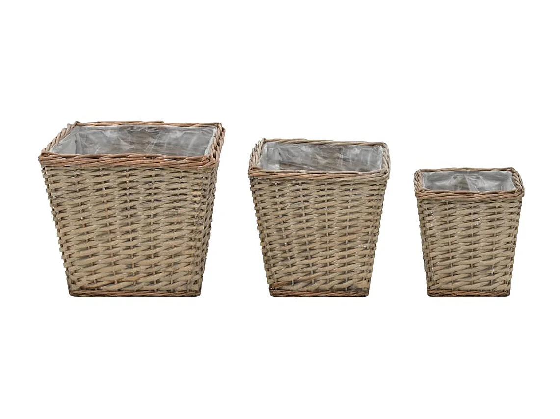 Jardinera de mimbre con forro de PE 3 unidades ES45796