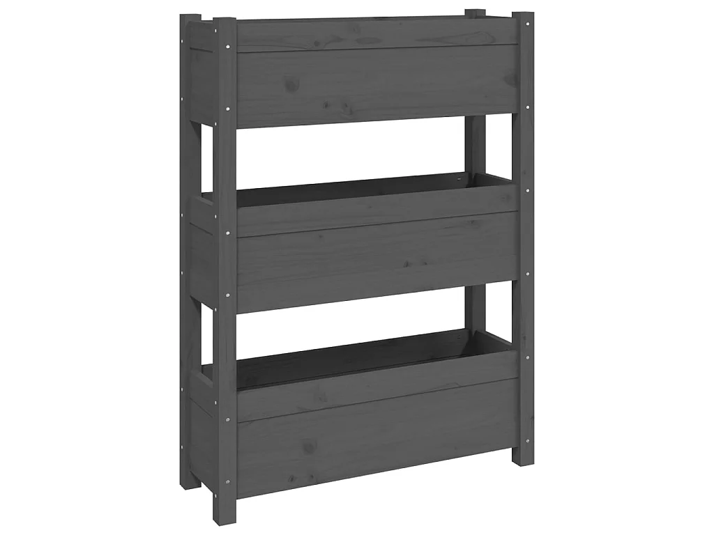 Jardinière Gris 77x25x104,5 cm Bois massif de pin BE4035