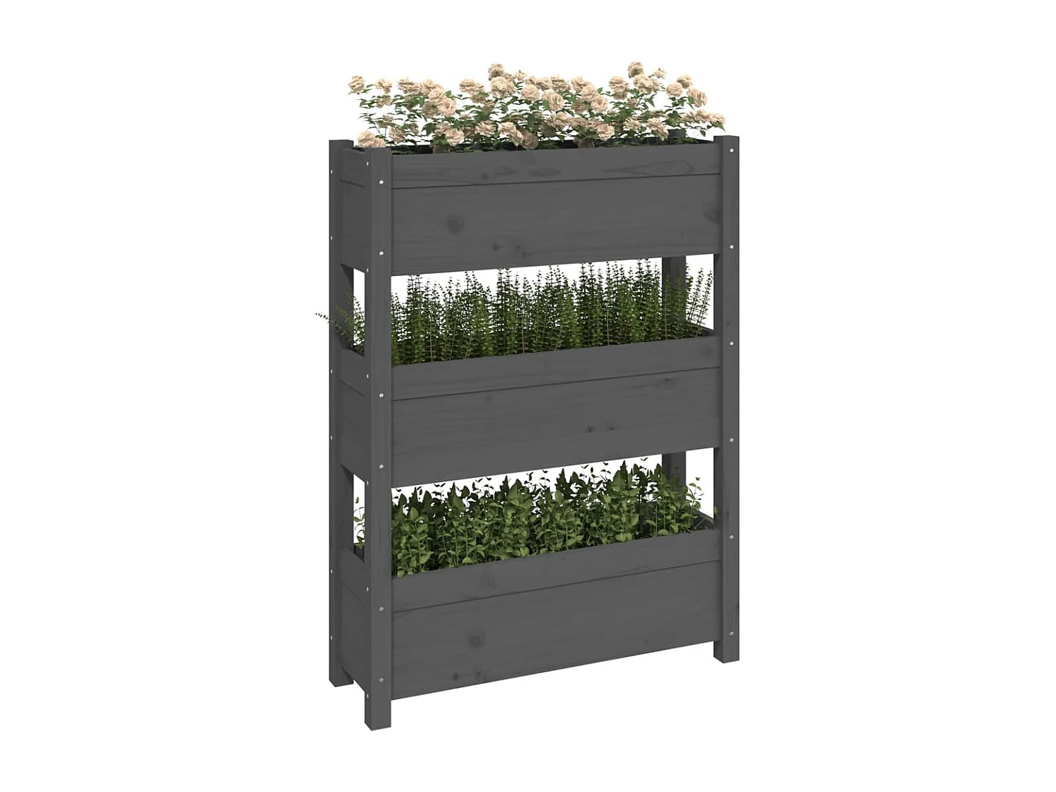 Jardinière Gris 77x25x104,5 cm Bois massif de pin BE4035