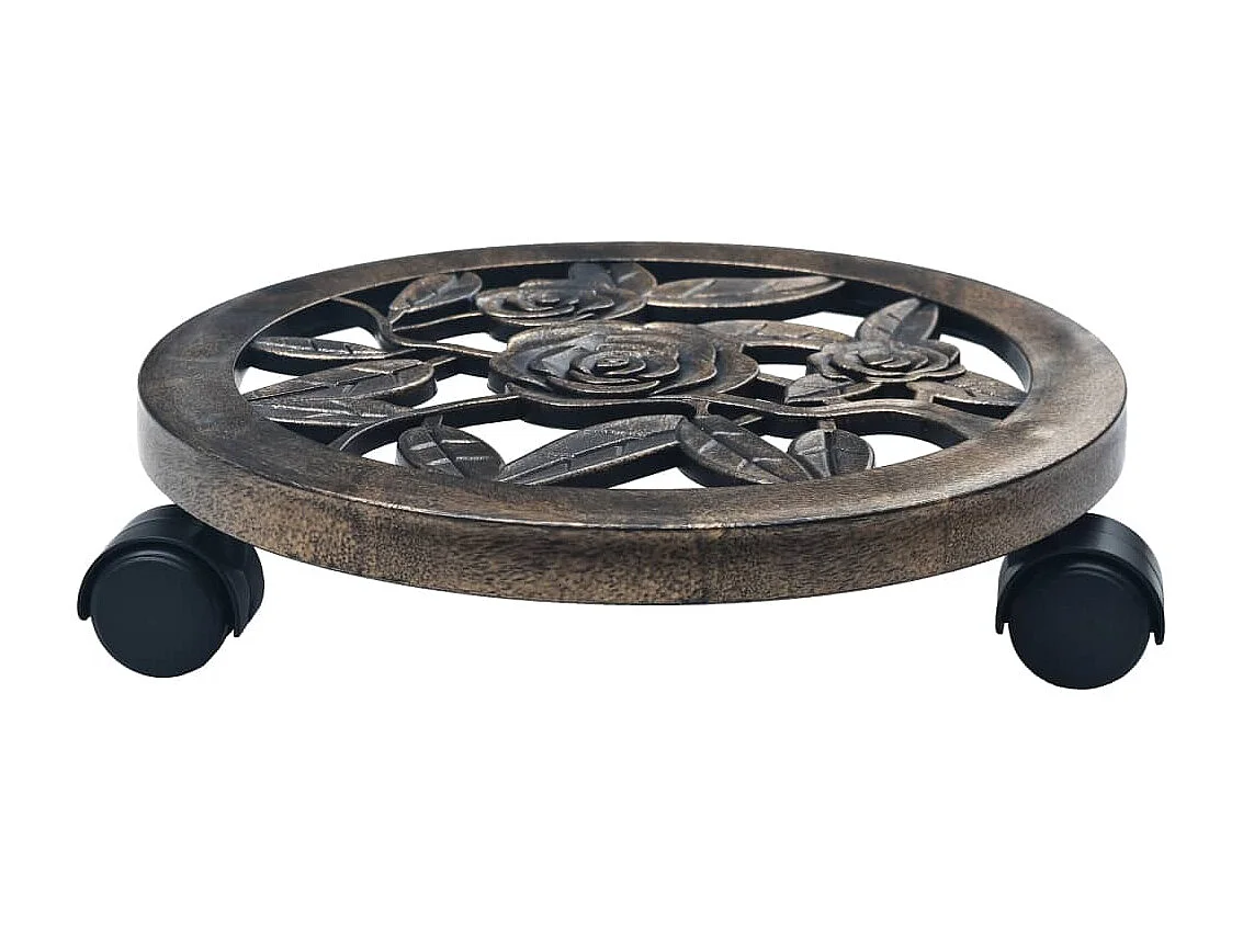 Suportes com rodas para plantas 6 pcs 30 cm plástico bronze PT659772