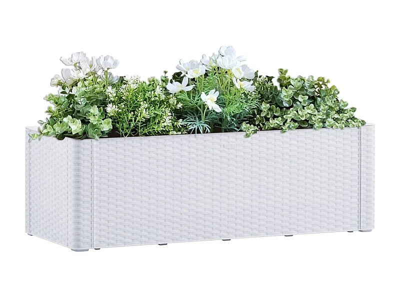 Plantenbak hoog met zelfbewateringssysteem 100x43x33 cm wit
