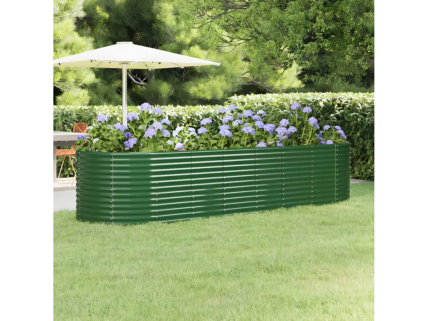 Jardinera arriate acero recubrimiento polvo verde 322x100x68 cm ES32015