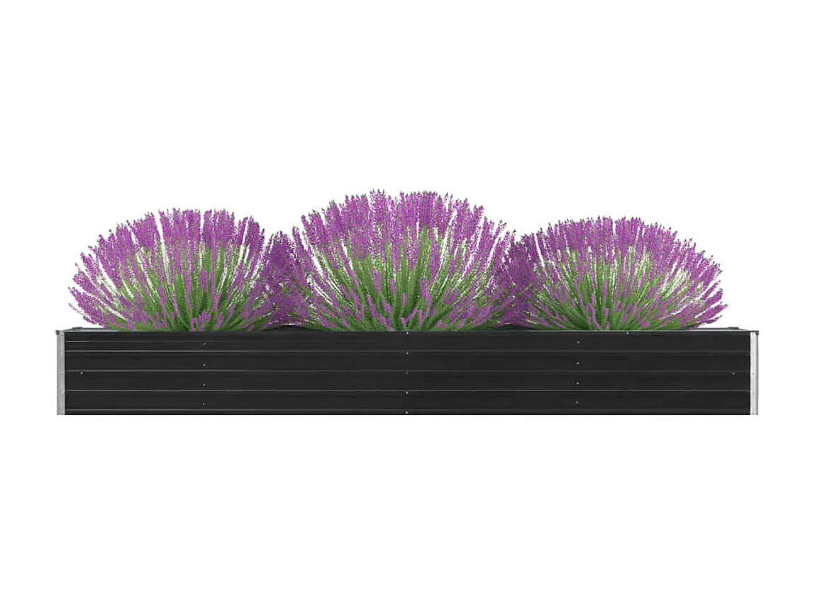 Jardinera de jardín de acero galvanizado antracita 320x40x45 cm ES88495