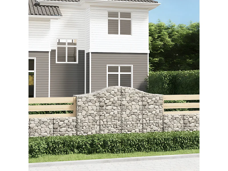 Cestas de gaviones 3 uds forma de arco hierro 200x50x120/140 cm ES18535