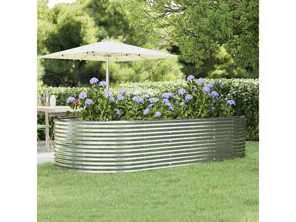 Jardinera arriate acero recubrimiento polvo plata 291x140x68 cm ES27952