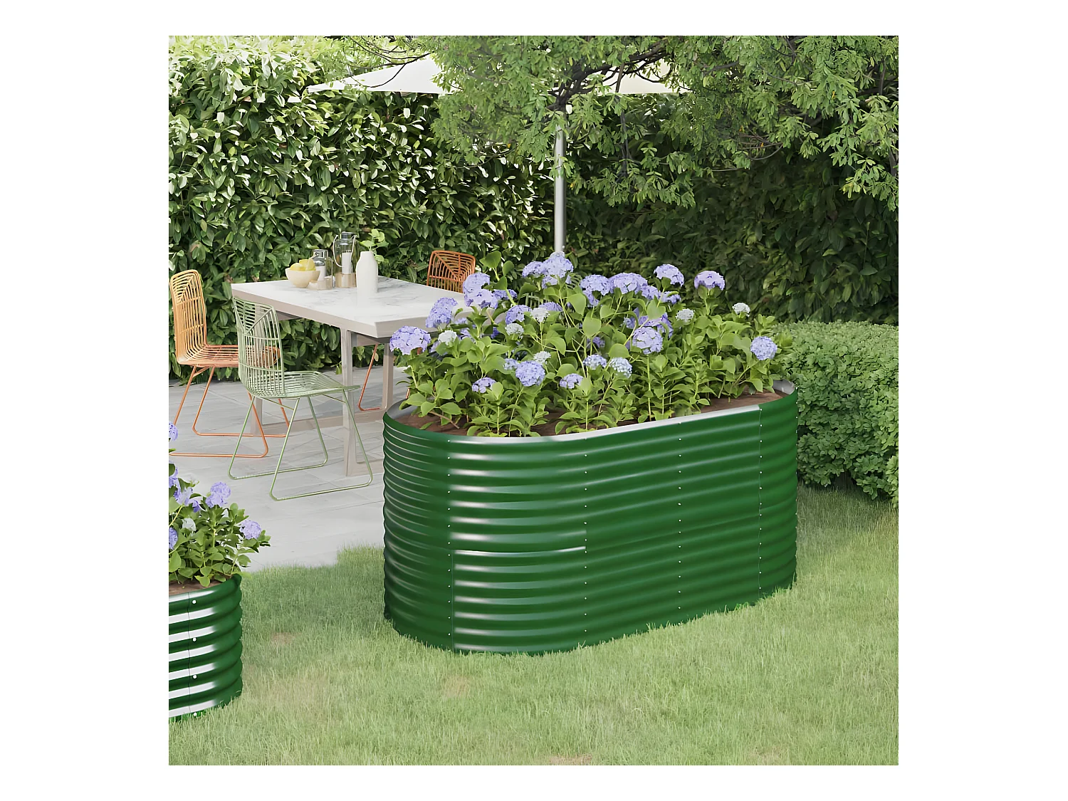 Jardinière Lit surélevé de jardin Acier enduit de poudre 152x80x68 cm Vert BE4401