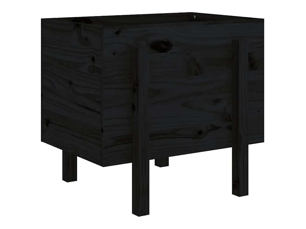 Jardinière noir 62x50x57 cm bois massif de pin BE3795