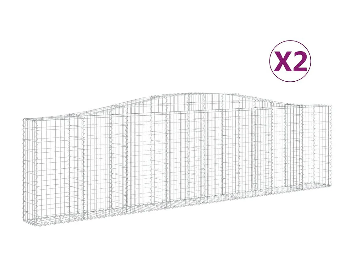 Cestas de gaviones 2 uds forma de arco hierro 400x30x100/120 cm ES93892