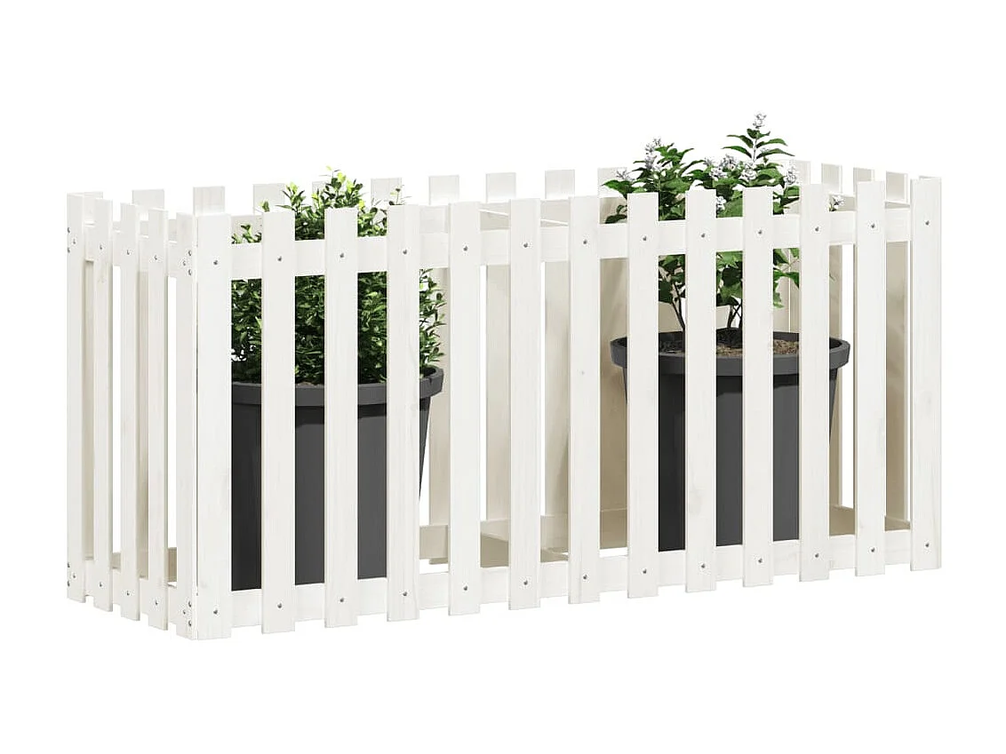 Jardinera elevado jardín con valla madera pino blanco 150x50x70cm ES92115