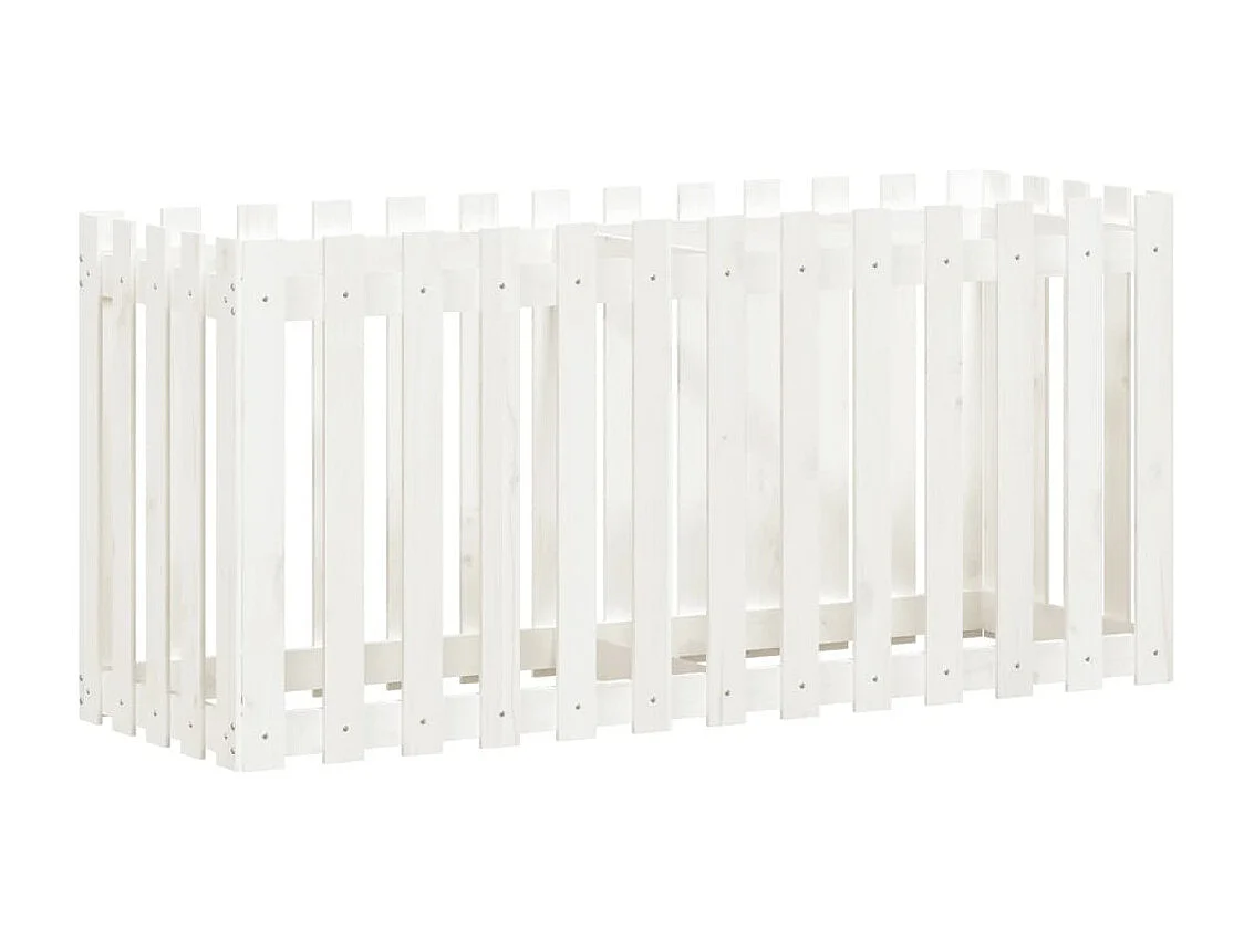 Jardinera elevado jardín con valla madera pino blanco 150x50x70cm ES92115