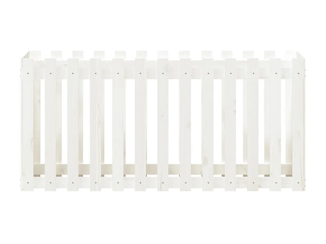 Jardinera elevado jardín con valla madera pino blanco 150x50x70cm ES92115