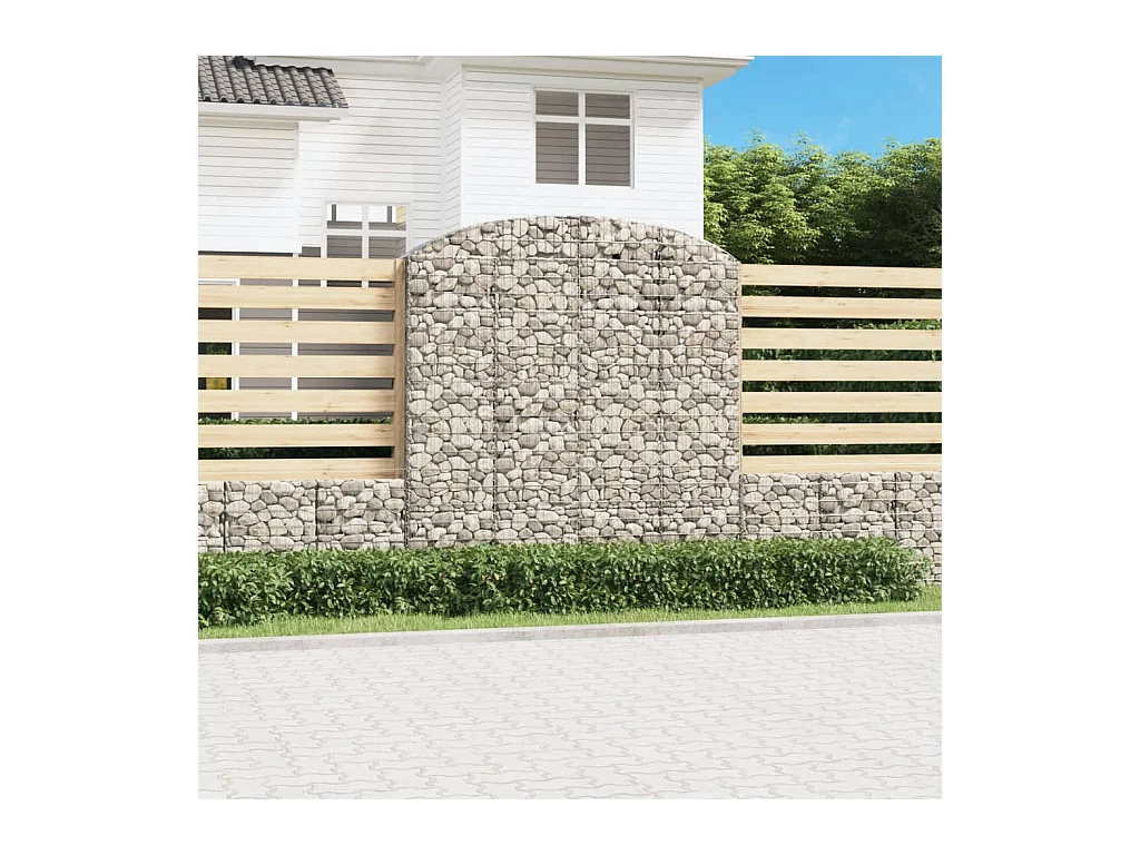Panier de gabions arqué 200x50x200/220 cm Fer galvanisé WVGQ3761