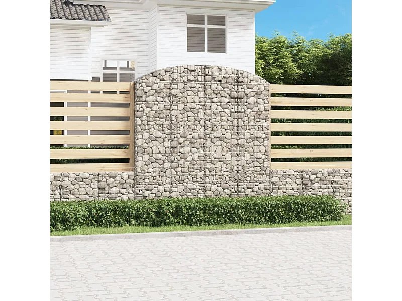 Panier de gabions arqué 200x50x200/220 cm Fer galvanisé WVGQ3761