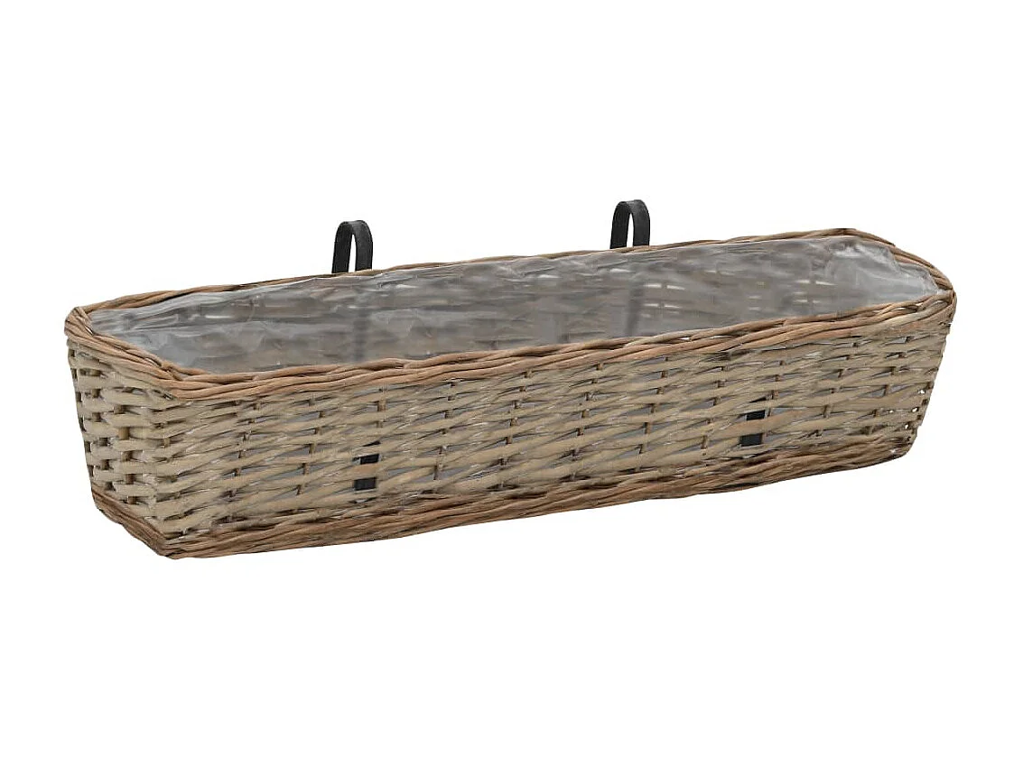 Floreira de varanda 2 pcs 80 cm vime com forro em PE PT378186