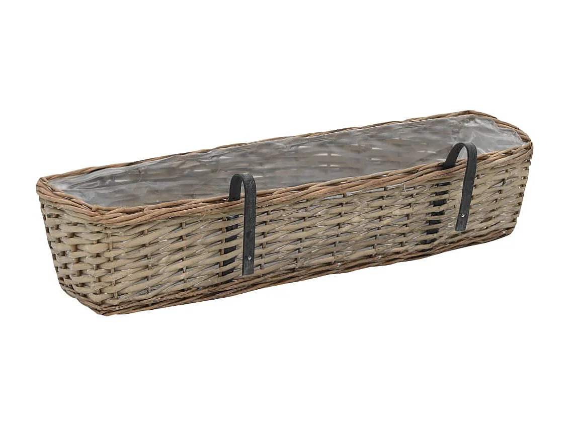 Floreira de varanda 2 pcs 80 cm vime com forro em PE PT378186