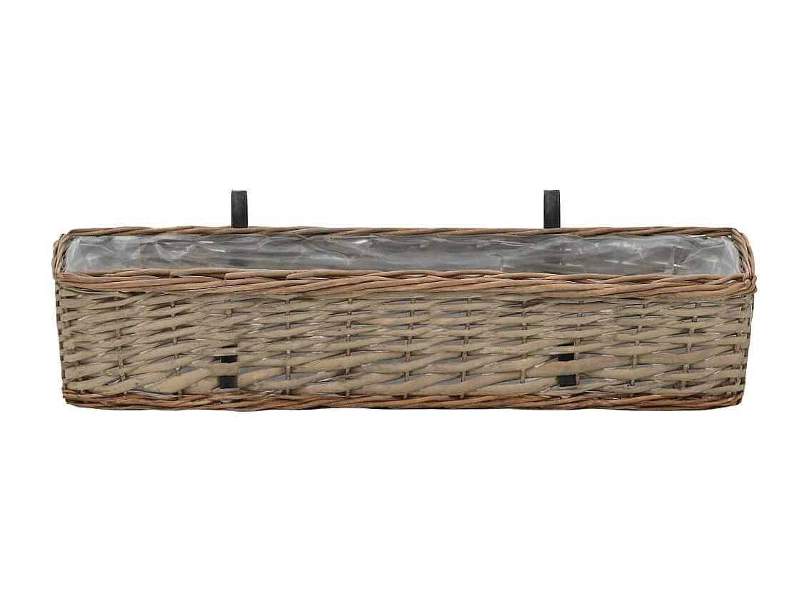 Jardinières de balcon 2 pcs Osier avec doublure de PE 80 cm BE3924