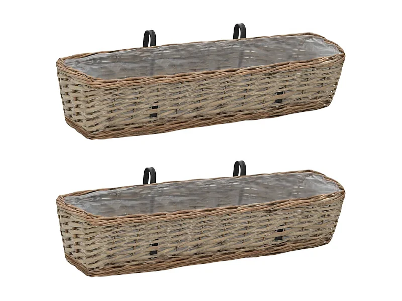 Jardinières de balcon 2 pcs Osier avec doublure de PE 80 cm BE3924