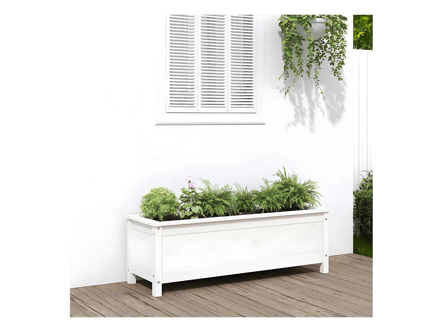 Jardinera elevado de jardín madera de pino blanco 119,5x40x39 cm ES24769
