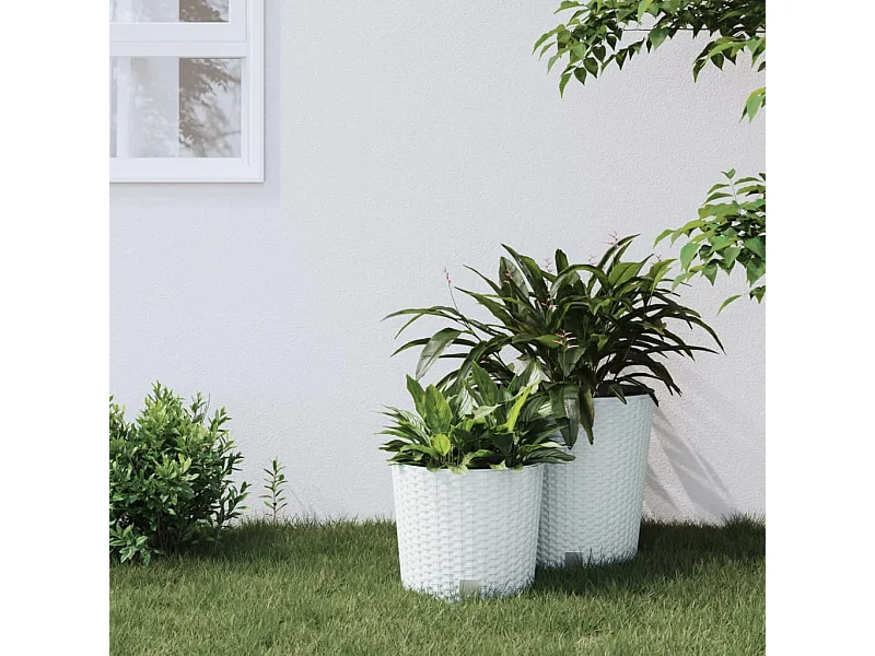 Jardinière et intérieur amovible blanc 15 /15,3 L rotin PP BE6393