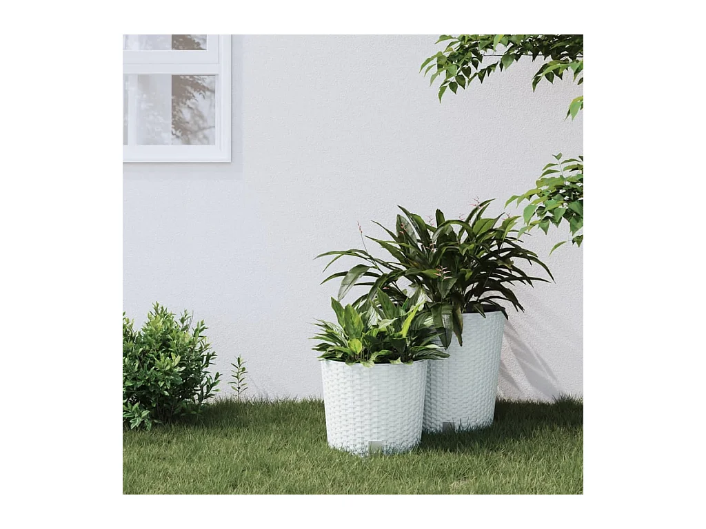 Jardinière et intérieur amovible blanc 15 /15,3 L rotin PP BE6393