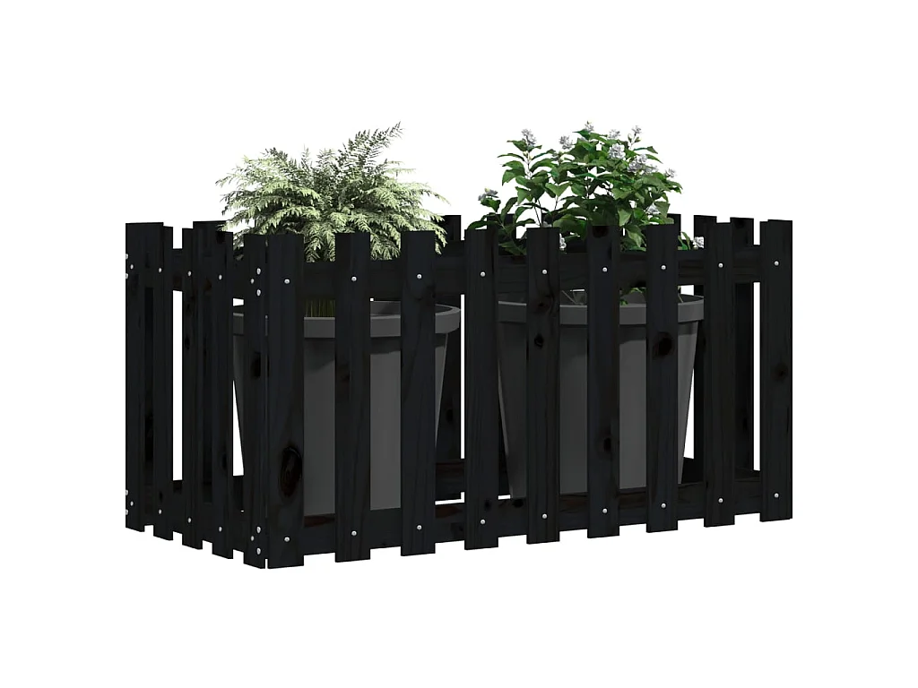Plantenbak verhoogd hekontwerp 100x50x70 cm grenenhout zwart