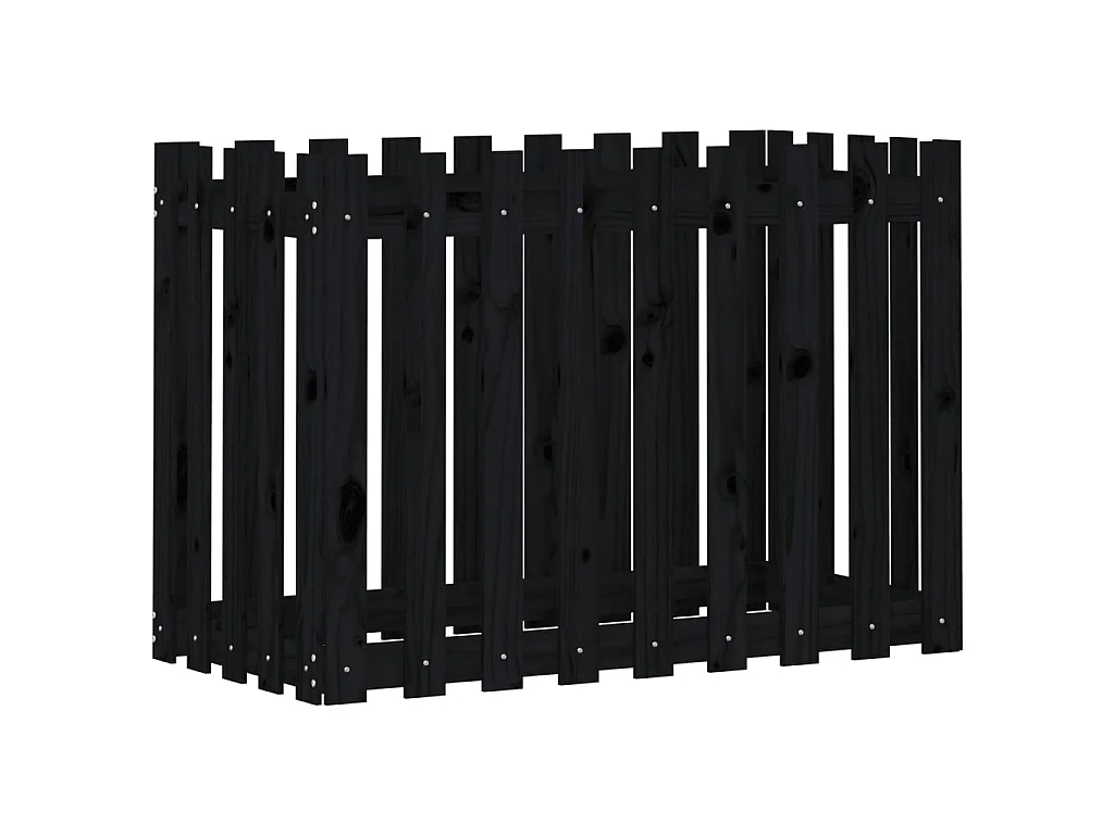 Jardinera elevado jardín con valla madera pino negro 100x50x70cm ES73465