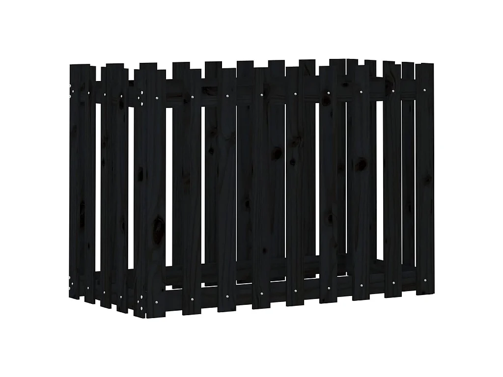 Jardinera elevado jardín con valla madera pino negro 100x50x70cm ES73465