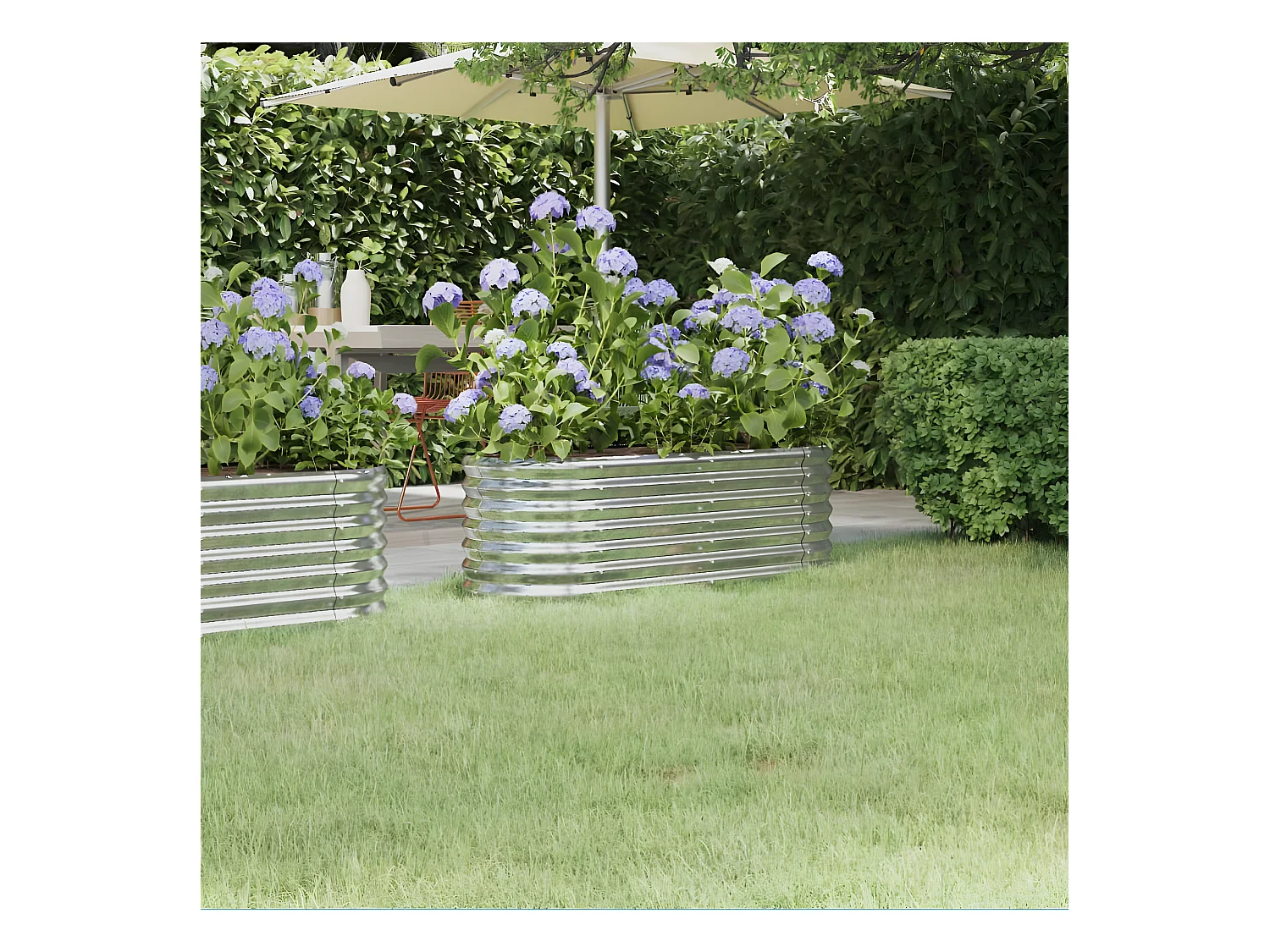 Jardinera de acero recubrimiento en polvo plateado 114x40x68 cm ES19977