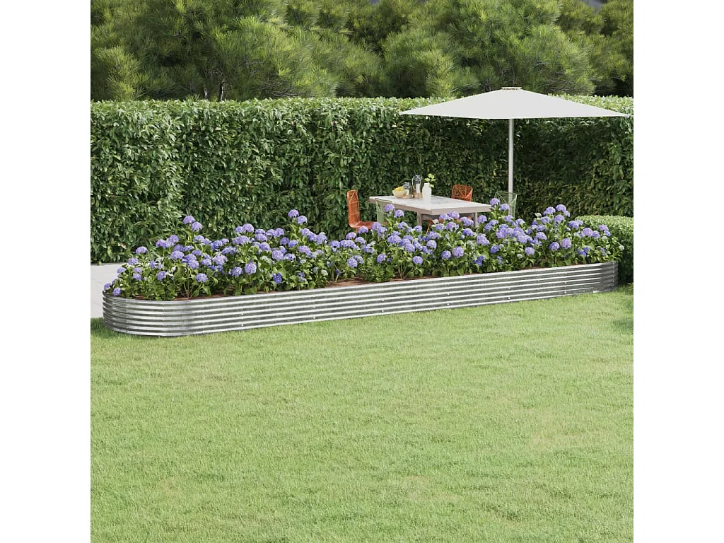 Jardinera arriate acero recubrimiento polvo plata 600x140x36 cm ES27532