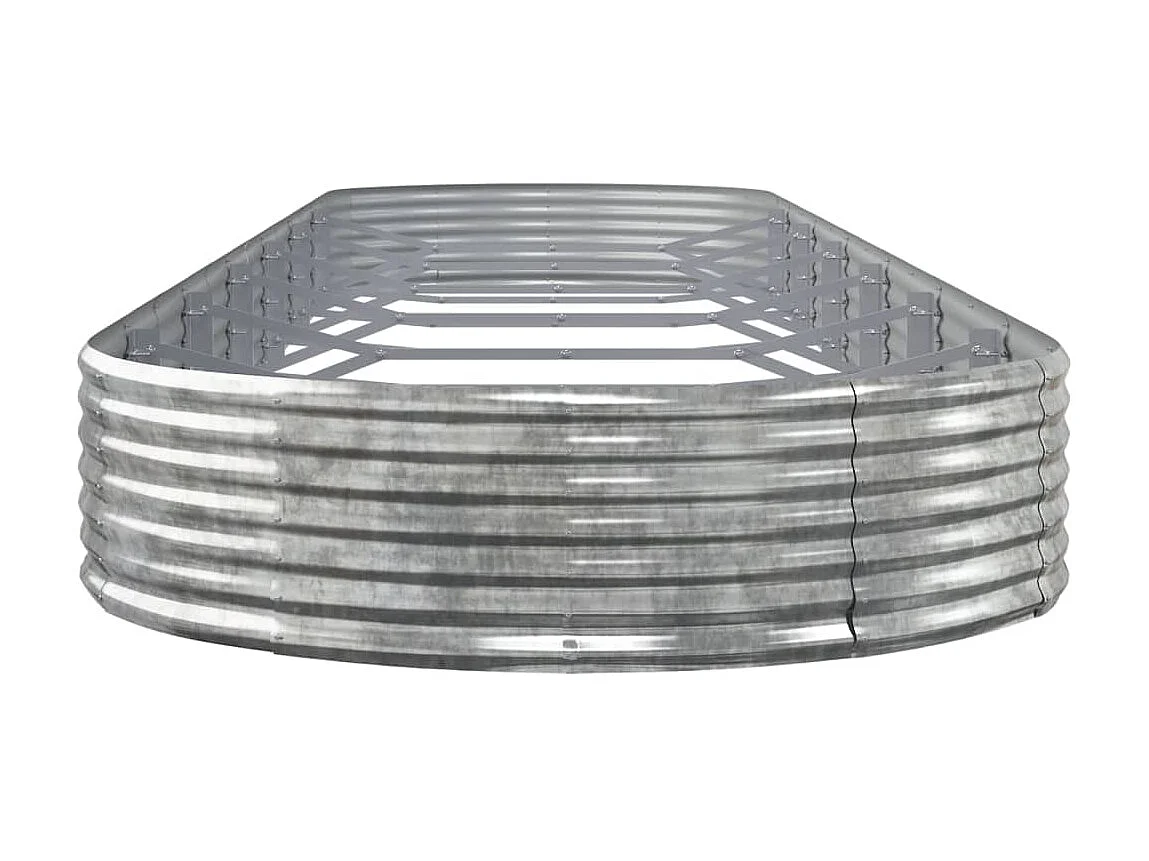 Jardinera arriate acero recubrimiento polvo plata 600x140x36 cm ES27532
