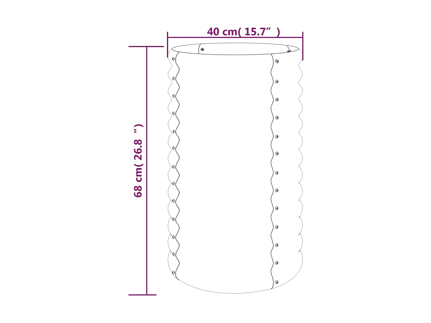 Plantenbak 40x40x68 cm gepoedercoat staal antracietkleurig NL571533