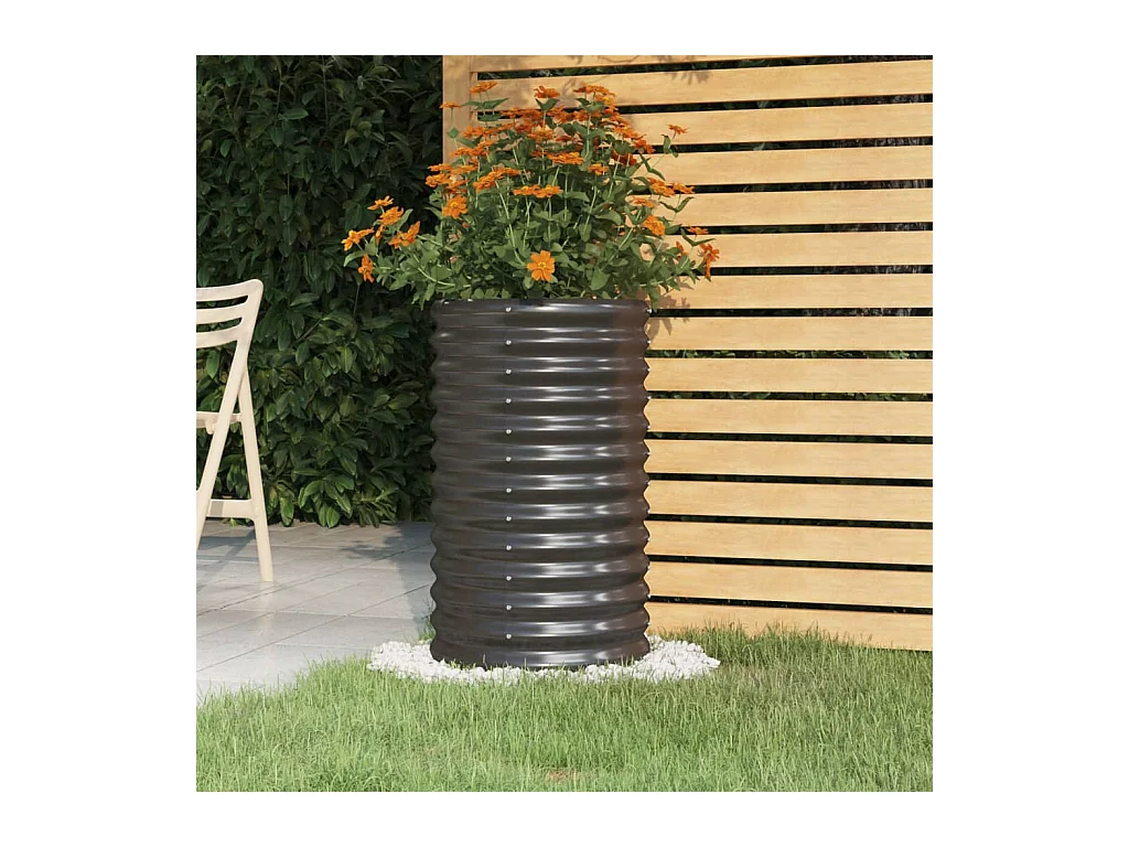Jardinière Acier enduit de poudre 40x40x68 cm Anthracite BE8469