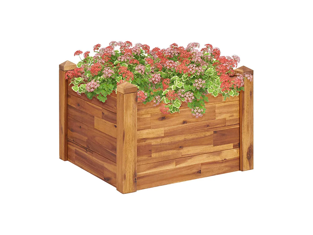 Vaso/floreira de jardim 60x60x44 cm madeira de acácia maciça PT528406