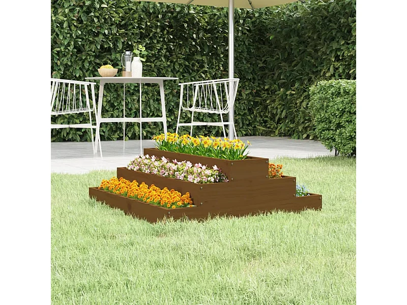 Plantenbak 80x80x27 cm massief grenenhout honingbruin NL380821